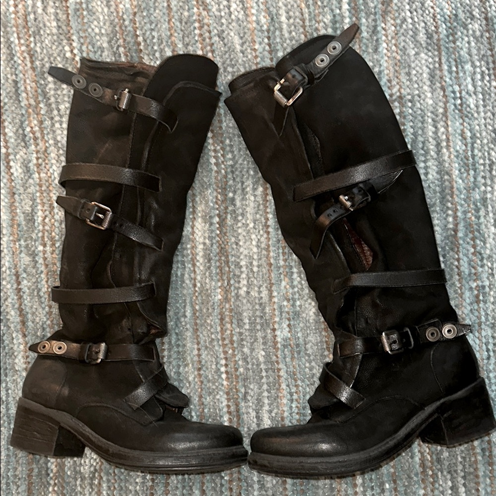 A.S.98 tall boots black leather sz 8 Noll
